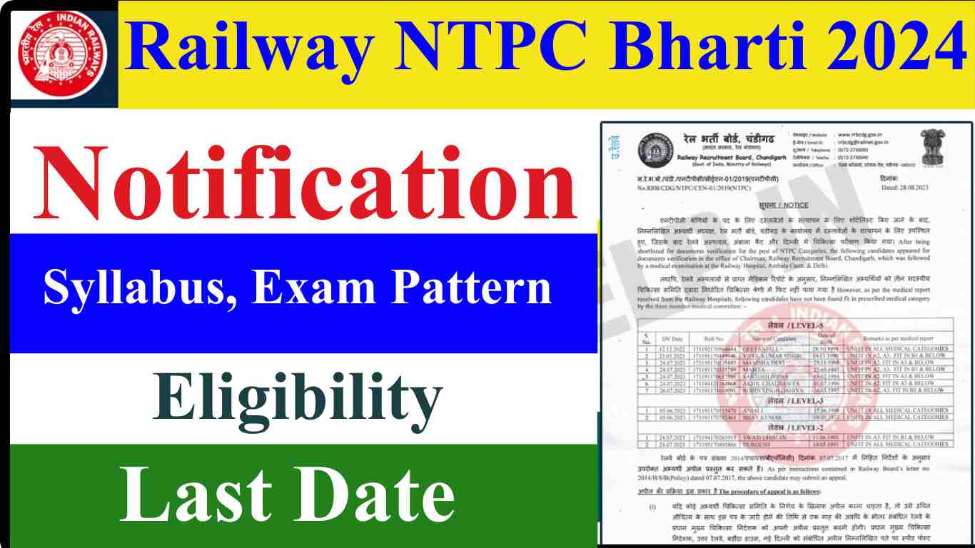 Railway NTPC job notification 2024